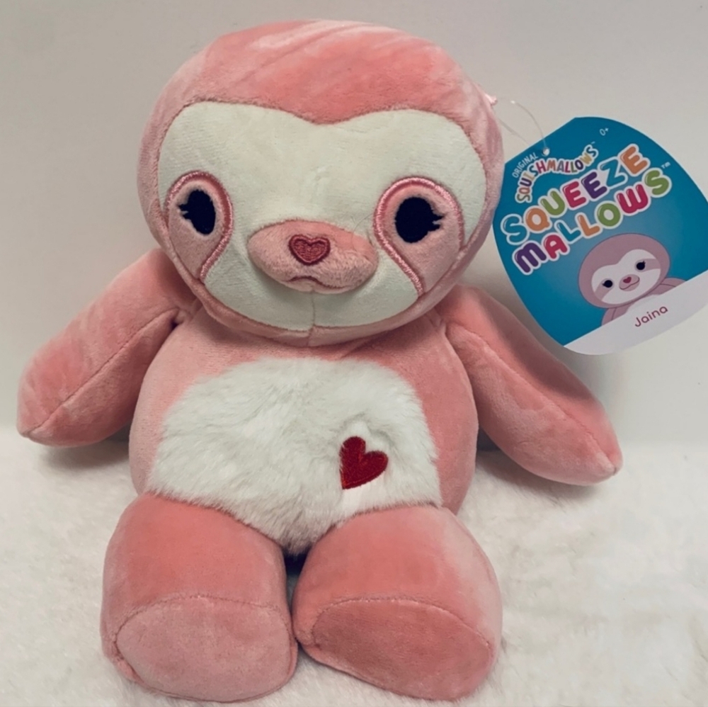 Squishmallow jaina pink sloth valentines edition ❤️ 2022 squeeze mallow